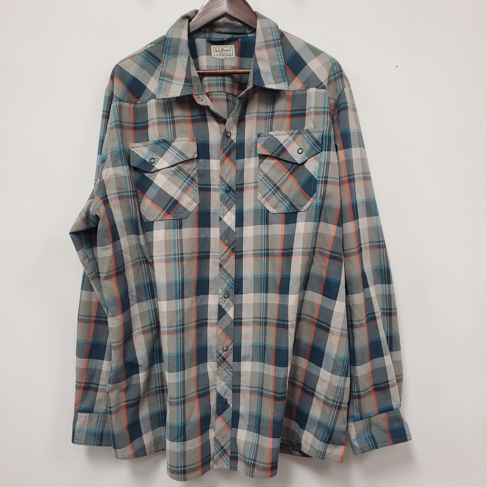 LL Bean Mens Katahdin Performance Flannel Shirt Size 3XL Snap Pockets Wool